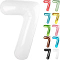 White Number 7 Balloon 40 Inch, 7 Balloon Number, 7th Birthday Decorations, White Party Supplies for Boys Girls