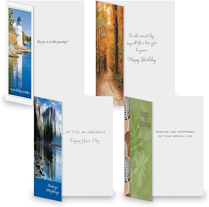 Current Scenic & Graphic Birthday Greeting Cards Value Pack - Set of 20, 10 Unique Designs, Large 5 x 7 Inch Cards, Sentiments Inside, Envelopes Included
