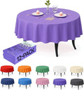 Craft And Party 12-Pack Purple Plastic Tablecloths – 84 Inch Round Disposable Table Covers, Heavy Duty & Waterproof for Parties, Events, Banquets, Purple