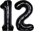 Race Car 40Inch Black 12 Balloon Number Large Helium Race Track 0-9 Giant Digital 12th Foil Mylar Big Party Number Balloons for Boy Birthday Car Theme Party Anniversary Graduation Decorations