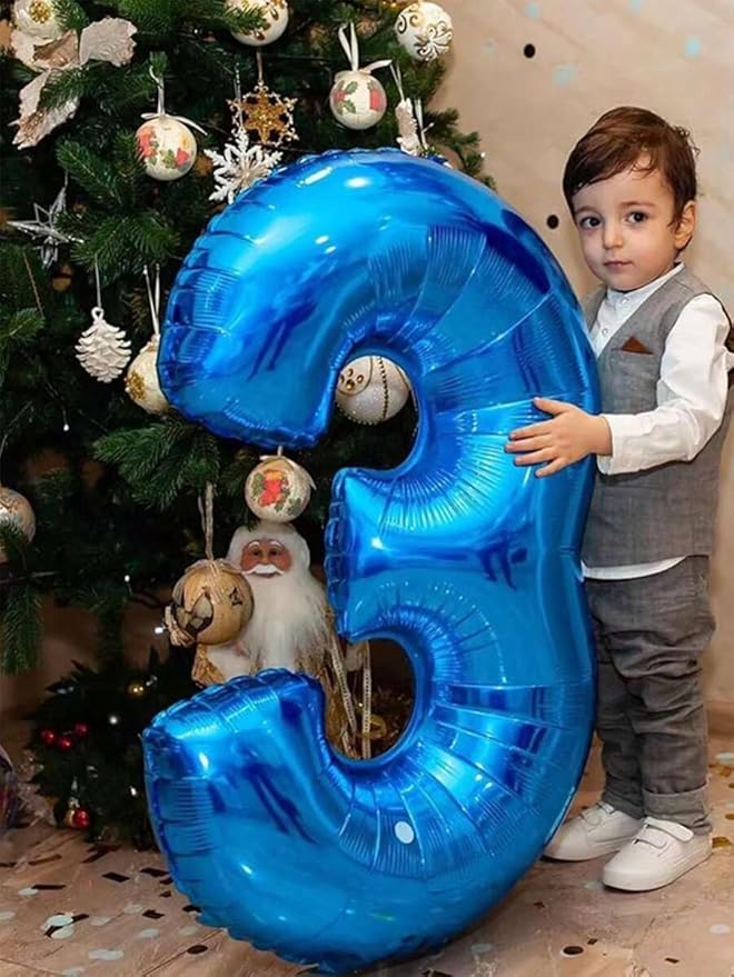 Number 6 Balloon, 40 Inch Foil Big Balloon for Men And Women, Blue Balloons for 6, 16, 26, 60, 2026 Graduation, Birthday, Wedding Anniversary, Xmas, Thanksgiving Day, Party Supplies