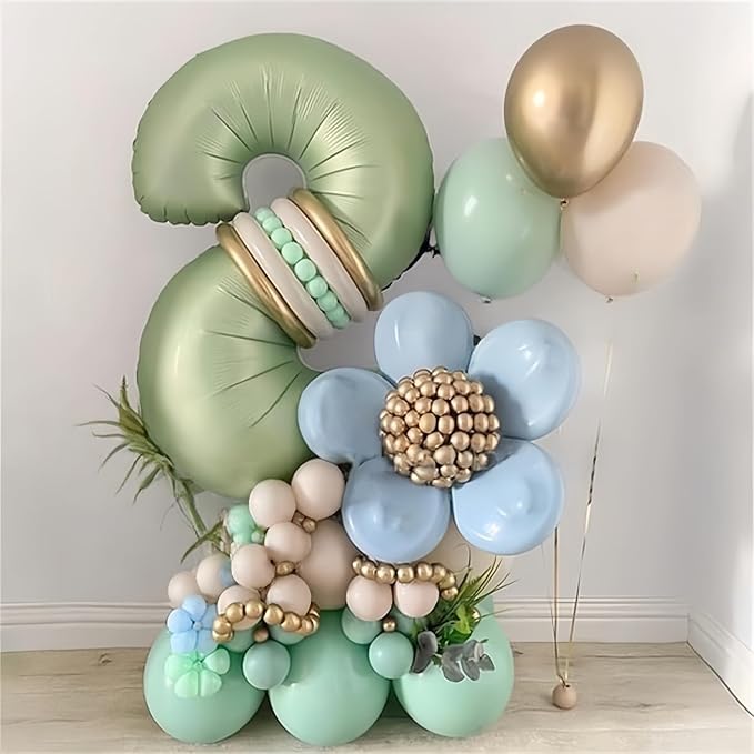 25th Birthday Balloons Sage Green for Girls, 40 Inch Giant Olive Green Foil 25 Number Balloons, Number 2 & 5 Helium Balloons Set for Women Men 25 Year Anniversary Jungle Wedding Party Decorations