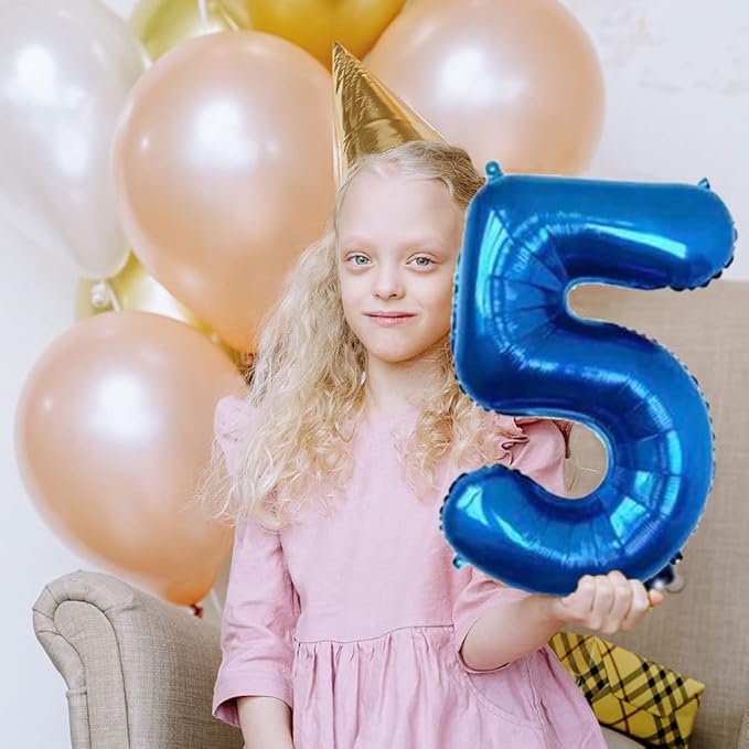 10 pcs 16inch Number Navy Blue Mylar Balloons, 0~9 Blue Navy Foil Balloons for Birthday Wedding Party Decorations Number Balloons
