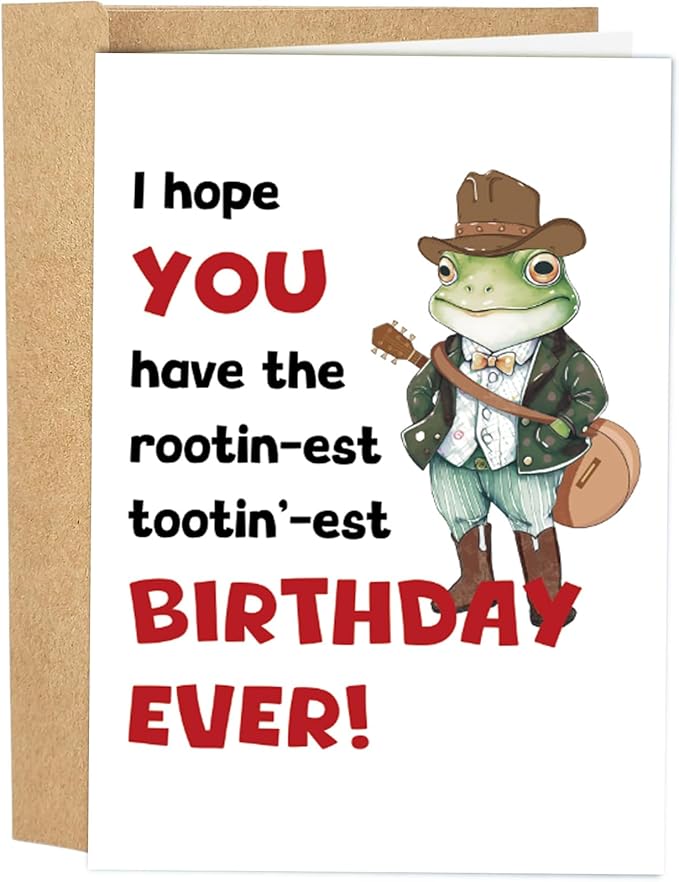 Frog Cowboy Birthday Card for Men Women, Funny Frog Birthday Card for Friend, Cute Birthday Card for Him Her, You Have The Rootinest Tootinest Birthday Ever