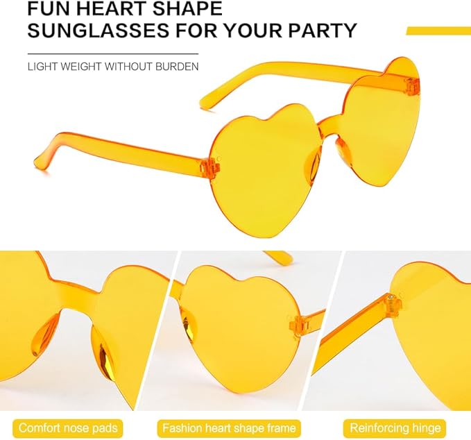 Heart Sunglasses 2 Pairs Heart Shaped Sunglasses Womens Heart Glasses Rave Sunglasses for Women Party Favors