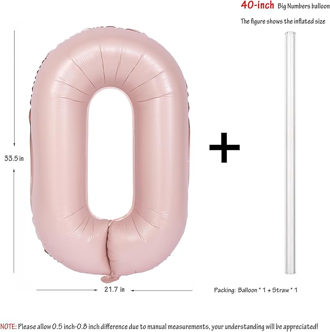 40 In Matte Pink Number Balloons Helium Foil Mylar Balloon Birthday Party banquet Decoration Digital 0