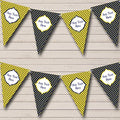 Navy Blue and Yellow Bright Polkadot Personalized Birthday Party Bunting - Hanging Party Decoration - Birthday Party Banner Garland | Decorative Party Supplies