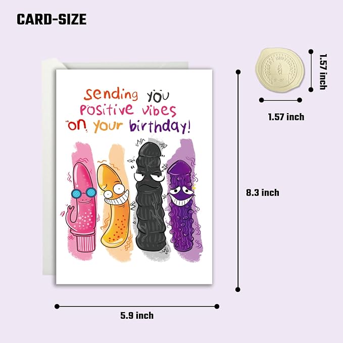 Funny Birthday Card For Women, Funny Rude Birthday Card, Dirty Birthday Card for Women, Rude Birthday Card for Women, Happy 50th 60th 70th Birthday Card for Women 'Sending You Positive Vibes’