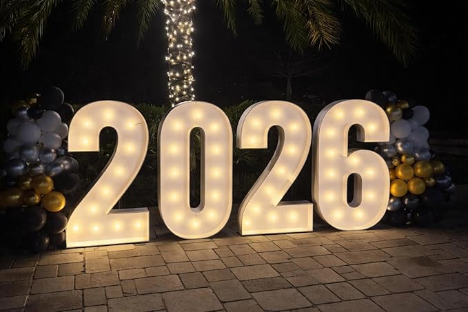 4FT 2026 Light Up Numbers Pre-Cut Frame Giant Marquee Numbers, Graduation, Grad 2026 Decoration
