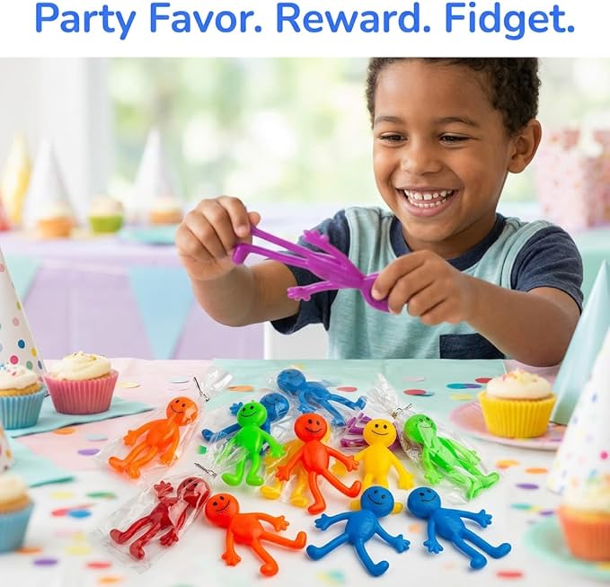 Stretchy Bendable Man (36 Pack) Assorted Fun Colors, A Sticky, Stretchable, Slimy, Gooey Texture, Toy for Stress Anxiety Relief, Great Party Favor, Stocking Stuffer