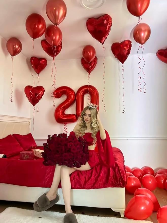 40 Inch Birthday 2 Balloon, Red Number Balloons for Birthday Party Decoration, Big Number Two Ballon for 2, 12, 20, 28, 2026 Celebration, Graduation, Baby Shower, Anniversary Decor