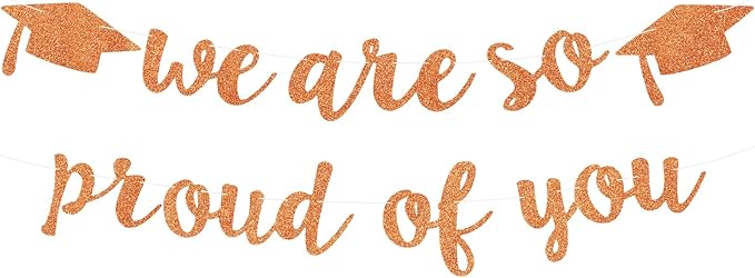 2026 Graduation Decorations Pre-Strung Blingbling We Are So Proud of You Banner Glitter Graduation Garland for Class of 2026 High School College Grad Party (Orange)