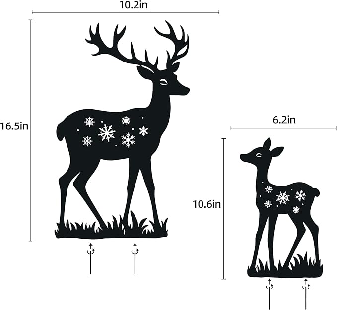 Deer Garden Decor for Outside, Metal Decorative Garden Stakes, Deer Gifts for Women Men Black Silhouette Statues Decorations for Yard Art, Patio, Backyard, Outdoor, Lawn Ornaments