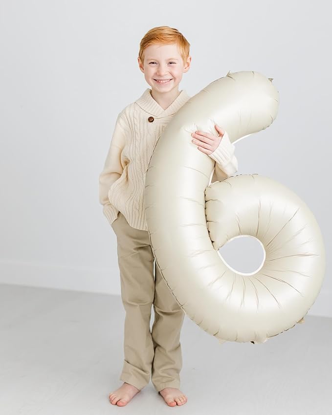 Cream Number 7 Balloon 40 Inch, 7 Balloon Number, 7th Birthday Decorations, Cream Party Supplies for Boys Girls