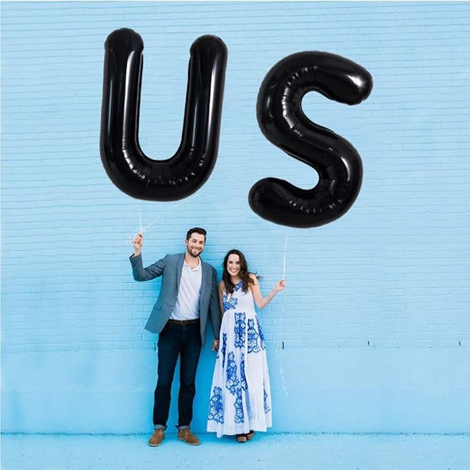 TONIFUL 40 Inch Large Black S Letter Balloon - Jumbo Helium Foil Mylar Big Alphabet for 2026 New Year Eve Graduation Wedding Baby Shower Birthday Party Anniversary Supplies Decorations