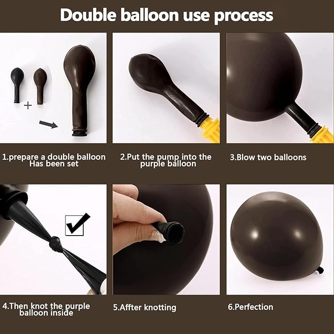 Black Brown Tan Balloon Arch Kit, Double Stuffed Dark Brown Coffee Light Grey White Sand Beige Neutral Balloon Garland for Western Cowboy Baby Shower First Rodeo Birthday Party Decoration