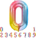 TONIFUL 40 Inch Rainbow Large Numbers Balloons 0-9, Number 0 Digital 0 Helium Balloons, Foil Mylar Big Number Balloons for Birthday Party Anniversary Supplies Decorations