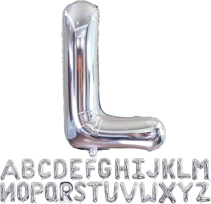 Silver Letter L Balloons 40 inch Large Alphabet L Balloons Silver Helium Foil Letter Balloon Banner for Birthday Party Anniversary Wedding Decoration