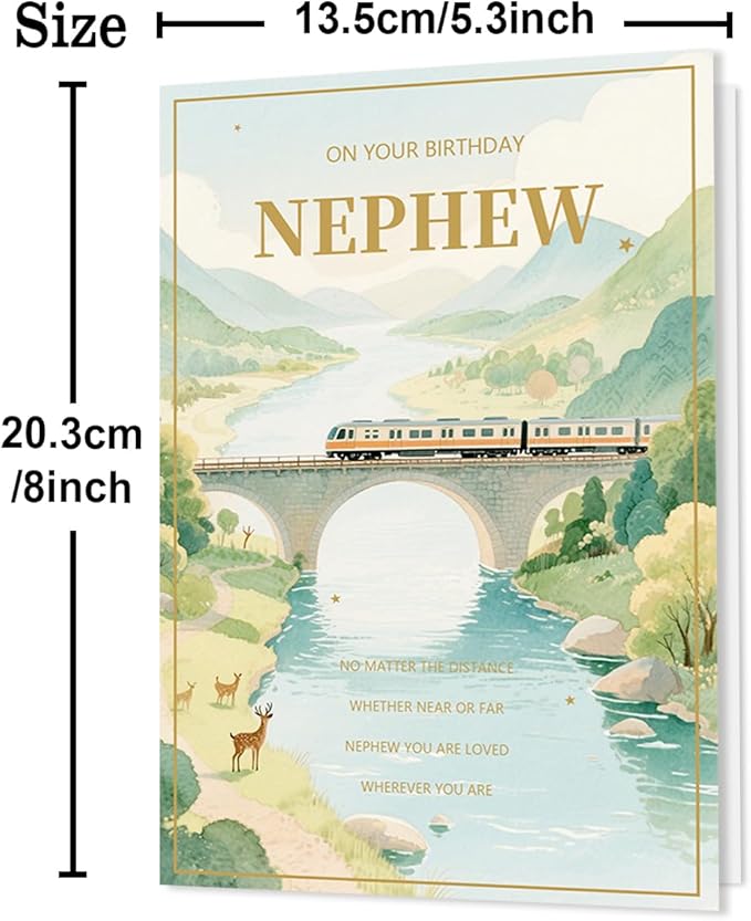 Funny Nephew Birthday Card, Humorous Card Gift for Nephews from Aunt Uncle-8x5.3 Inches, Double-Sided