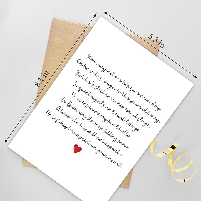 Poem Sympathy Card for Her Him, Condolence Card for Loss of Loved One, Bereavement Cards, Sorry for You Loss Cards Gift
