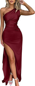 Memoriesea Women's Sexy One Shoulder High Split Cocktail Wedding Party Maxi Dress