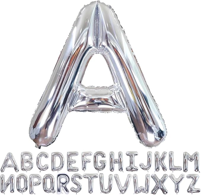Silver Letter A Balloons 40 inch Large Alphabet A Balloons Silver Helium Foil Letter Balloon Banner for Birthday Party Anniversary Wedding Decoration