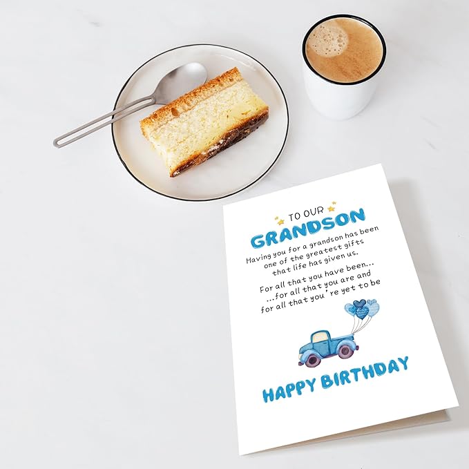 Chenive Grandson Birthday Card, Happy Birthday Card for Grandsons, Bday Greeting Card from Grandparents, Having You For A Grandson Has Been One Of The Greatest Gifts