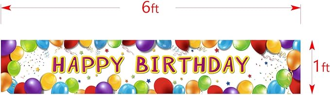 Birthday Banner Happy Birthday Sign Huge Balloon Banner Decorations Supplies Colorful Fence Outdoor Giant Sign Photo Prop Backdrop Outside Decoration 6 Feet
