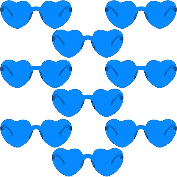 9 Pack Heart Shaped Sunglasses Rimless Heart Glasses for Bachelorette Party Birthday Decorations Party Favors