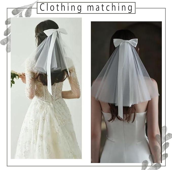White Short Wedding Veil Pearl Rhinestone Bride Veils Bridal Veils Bachelorette Party Veil for Brides and Women