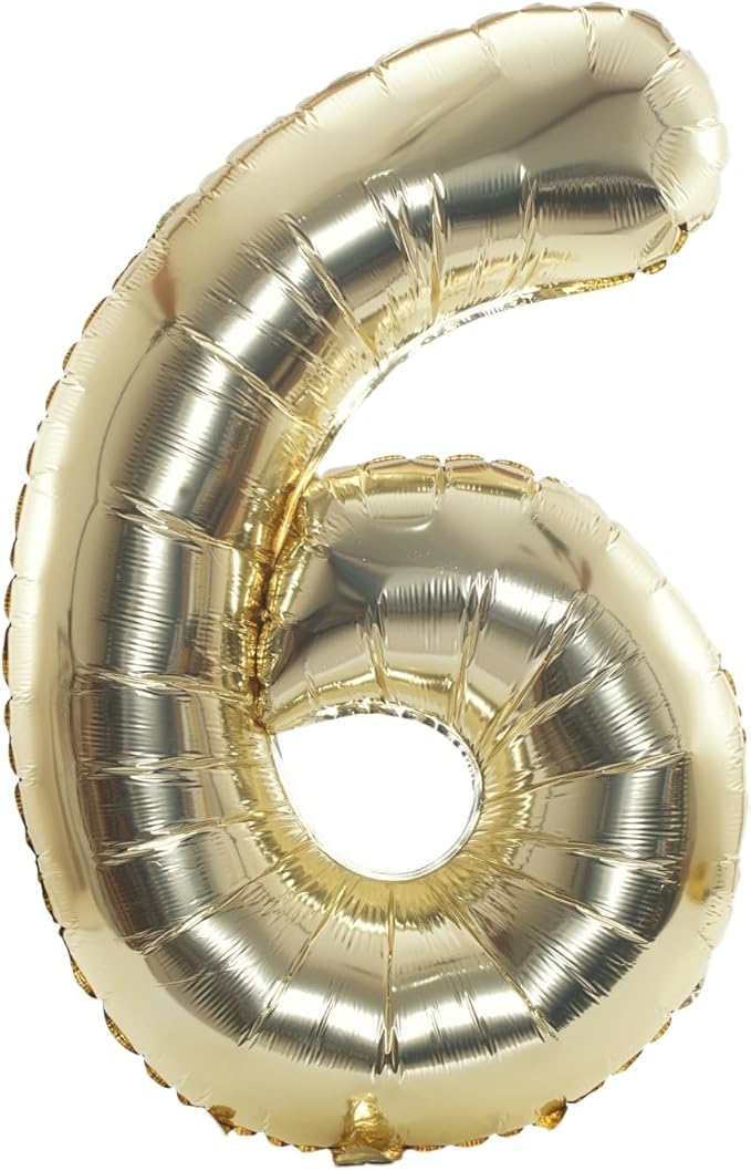 40 Inch Large Foil Helium Number Balloon Birthday Wedding Party 0-9 (Pale Gold, 6)