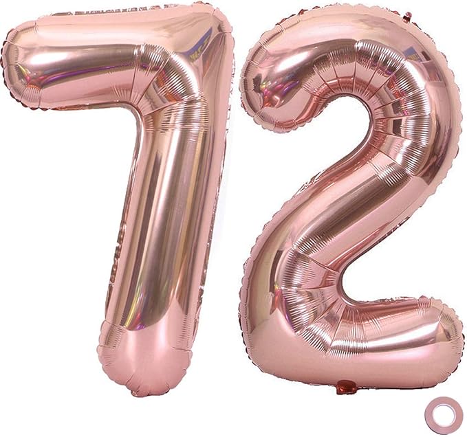 Juland Rose Gold Number Balloons Large Foil Mylar Balloons 40 Inch Giant Jumbo Number Balloons for Birthday Party Decorations 27