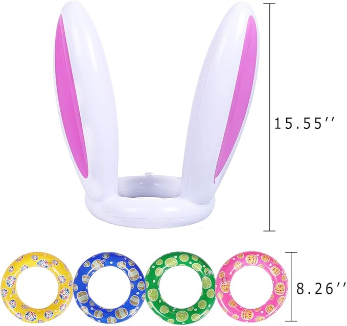 Max Fun Easter Bunny Inflatable Ring Toss Games for Kids Easter Indoor Outdoor Party Games Carnival Toss Game for Easter Party Favors