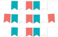 Andaz Press Hanging Pennant Banner with String, Turquoise Aqua, White, Coral, 1-Set, 24 Pennants, Approx. 12-Feet Long