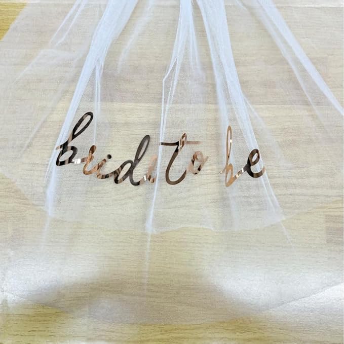 Bridal veil Bride to Be Gold Foil Print Veil for Bachelorette Party Bridal Shower Wedding Veil Engagement Party Favors