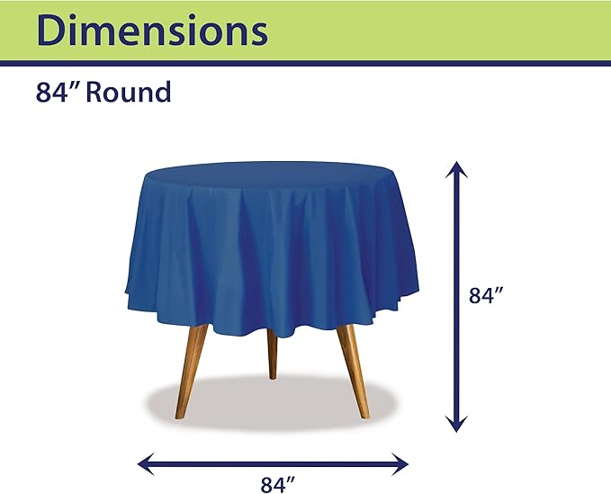 Party Dimensions Purple Disposable Plastic Tablecloth for Round Tables (36 Pack) Table Cloths for Parties, Events & Weddings, Indoors & Outdoors, 84 inches, Plastic Table Cover