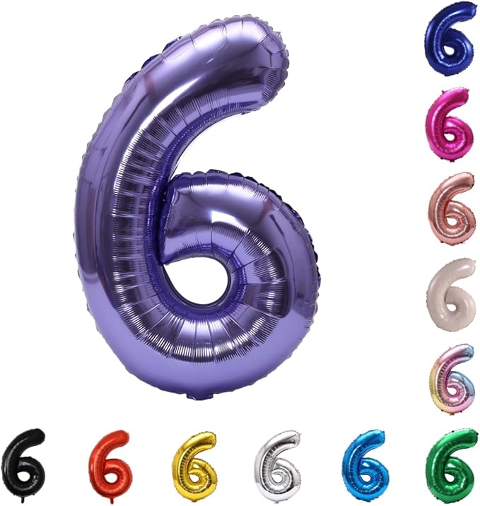 YPSelected 32 Inch Large Foil Helium Number Balloon Birthday Wedding Party 0-9 (Purple, 6)
