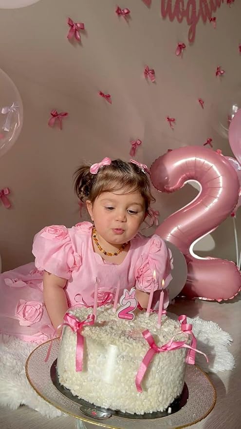 Pearl Pink 2 Balloon, 40 Inch Birthday Balloon for Party Decoration, Foil Number Ballon for 2, 12, 20, 29, 2026 Celebration, Graduation, Birthday, Baby Shower, Anniversary Decor