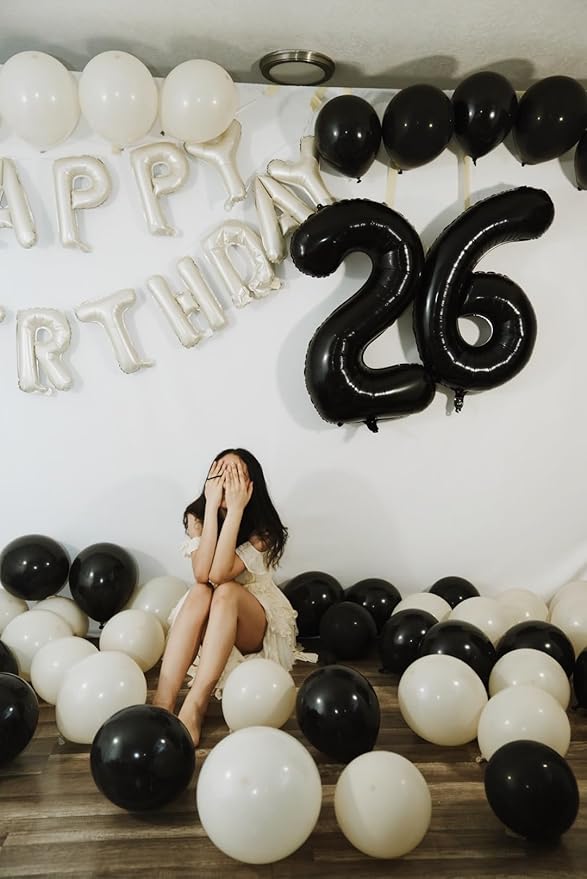 40 Inch Number 8 Balloon, Black 8 18 28 80 Birthday Balloons for Men Boys, 8th Birthday Decorations Party Supplies, Wedding, Graduations