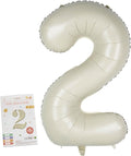 40in Birthday Big Number Balloon - CARGEN Giant Foil Balloons for Women Men Birthday Party Wedding Anniversary Supplies Decorations, Creamy White Two, No.2
