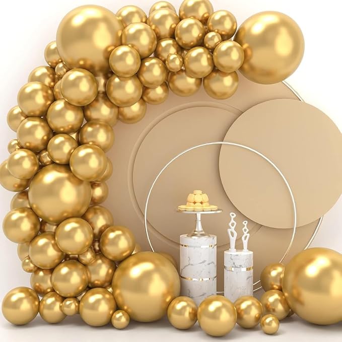 400 Pcs Gold Balloons 12 Inch Metallic Chrome Shiny Bulk Latex Balloon for Birthdays Weddings Party Decorations