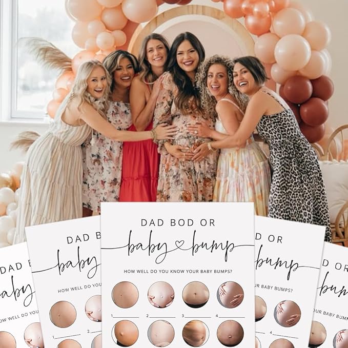 Baby Shower Games, Baby Bump or Dad Bod Hilarious Baby Shower Game for Boy or Girl, Gender Neutral, 50 Cards