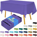 8-Count Purple Disposable Plastic Tablecloths Rectangle 54x108 Inch - Extra Long Waterproof Banquet Table Covers for Parties & Catering