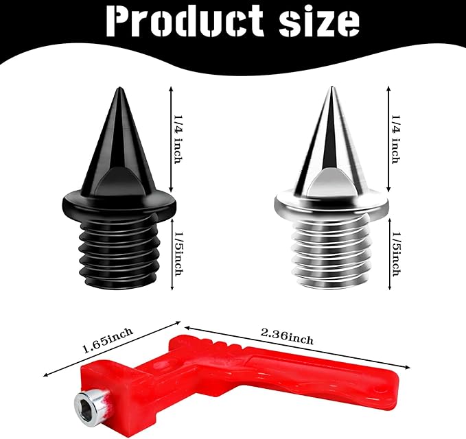1/4 Inch Track Spikes, Stainless Steel Track and Cross Country Spikes with Spike Wrench, Replacement Spikes for Sprint Sports Short Running Climbing Track Shoes