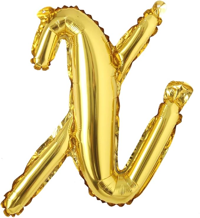 18 inch Gold DIY a-z Handwriting lowercase letters name Foil balloon Letter character birthday Wedding party decoration Balloon (18 inch Gold x)