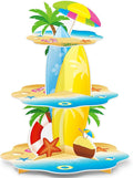 Summer Beach Luau Hawaiian Cupcake Stand Decorations 3 Tier Pool Theme Cake Holder Dessert Stand Tower for Kids Office Classroom Beach Birthday Party Baby Shower Wedding Party Supplies
