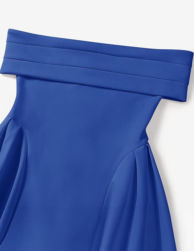 ZESICA Summer 2026 Cocktail Dresses for Women's Off Shoulder Short Sleeve Swing A Line Wedding Evening Party Midi Dress