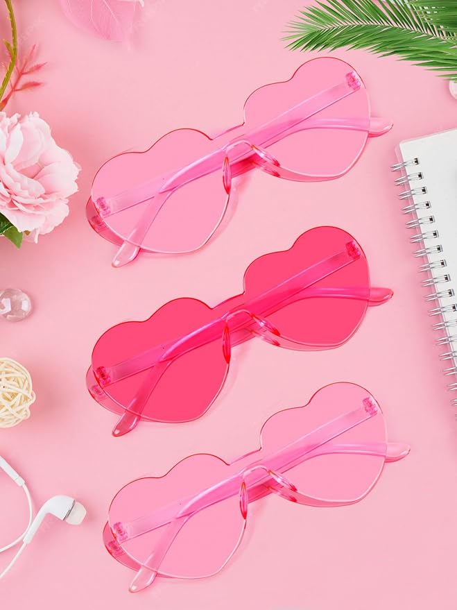 12 Pairs Heart Shaped Sunglasses for Women Colorful Glasses Fun Trendy Transparent Heart Sunglasses Party Favor
