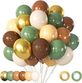 Green and Brown Balloons Set, 60 Pcs 12 Inch green brown balloons Jungle Safari Woodland Forest Balloon Metallic Gold Cream Brown Olive Green Coffee Blush Balloon for Baby Shower Birthday Decorations