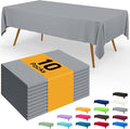 Smiry Disposable Table Cloth - 10 Pack, 54 x 108 Inch Waterproof Rectangle Tablecloths for Parties, Decorative Plastic Table Cover, Leakproof & Sturdy, Grey